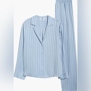 Lunya Washable Silk Striped Jacquard Long Sleeve Pant Set